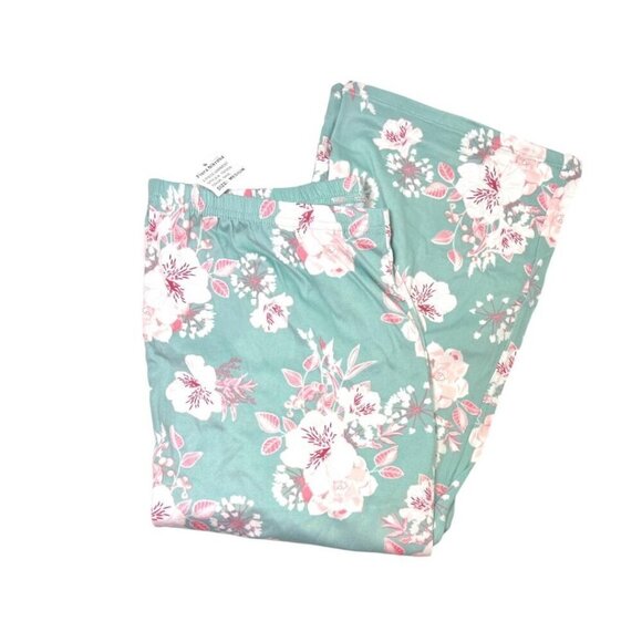 Flora Nikrooz Womens Green Floral Soft V Neck Top Pants Pajamas Set Sz M New - Picture 4 of 7